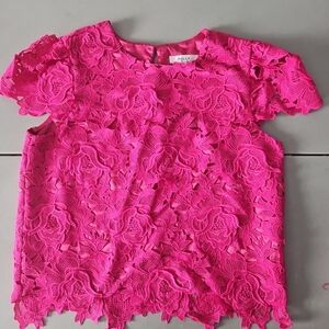 Milly Fuchsia Floral Lace Blouse